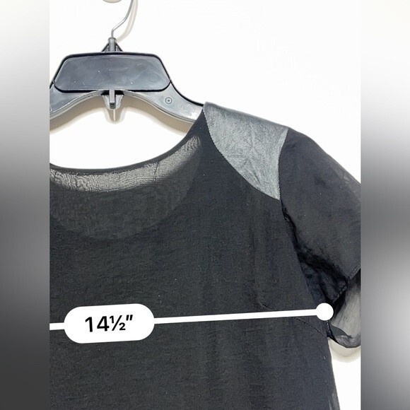 Dress the Population Leather and Chiffon High Low Alondra in Black S - Picture 15 of 16